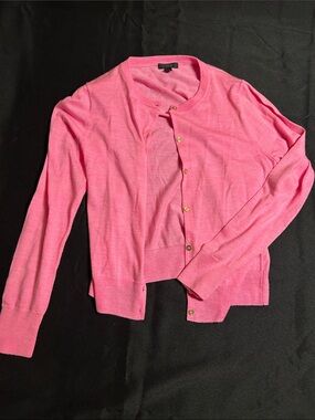 J. Crew Bright Pink Crewneck Cardigan